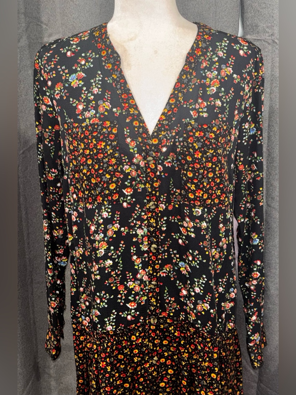 NWT Anthropologie Maeve Marlie Button Front Floral Tunic Dress Bohemian Size 4 - Picture 2 of 11